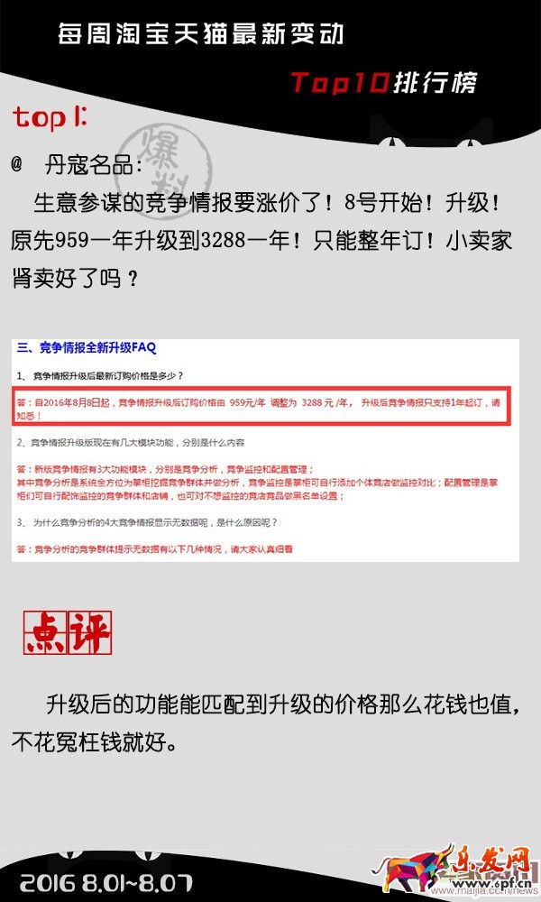 8.1-8.7淘寶天貓最新Top10排行榜